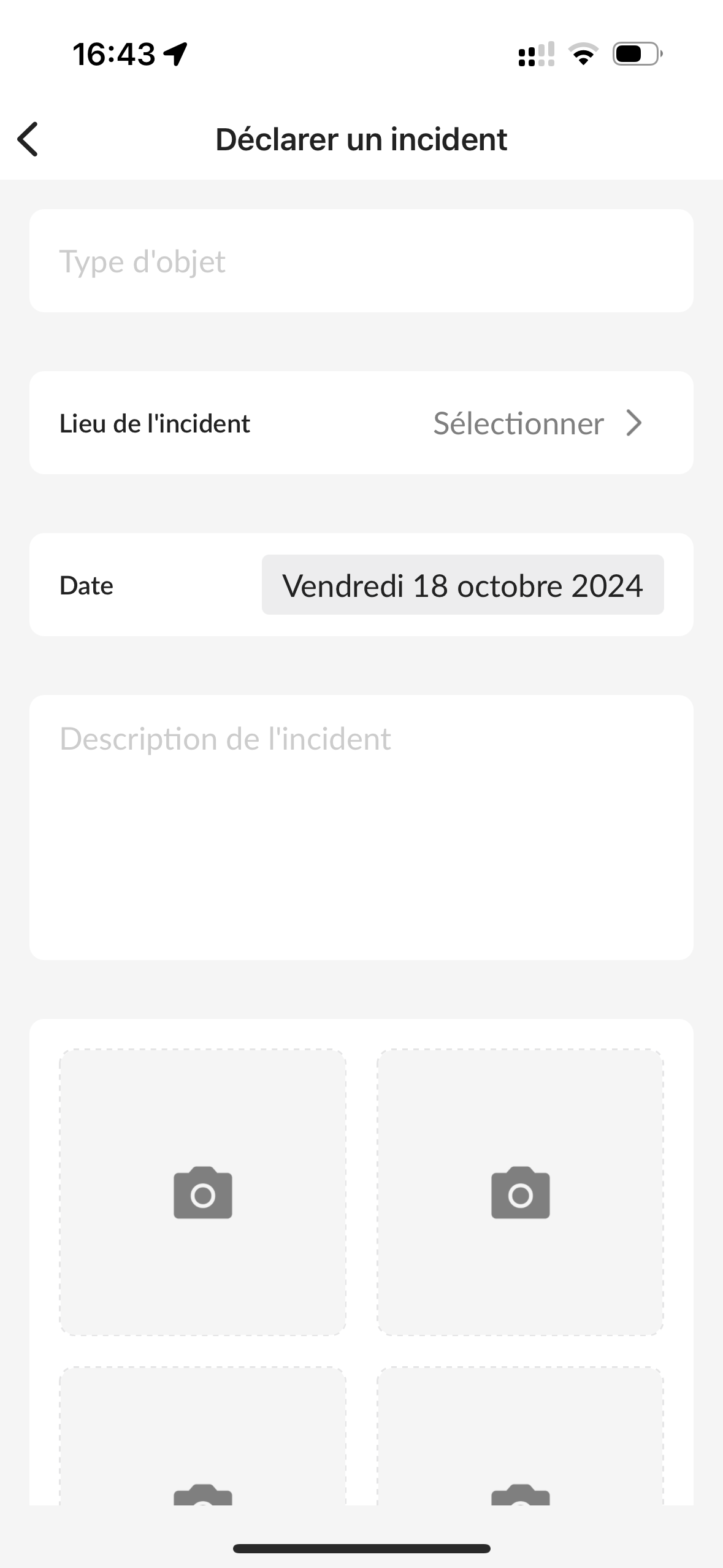 Déclarer incident - Étape 2