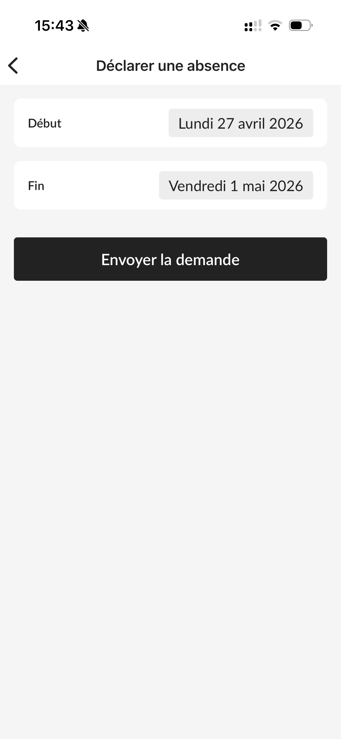PRO Shiva Déclarer absence - Étape 2